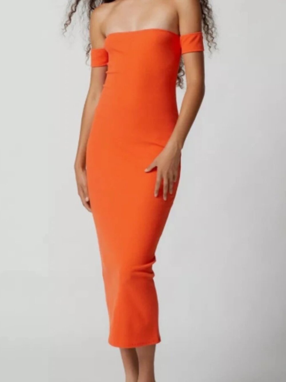 Orange off the shoulder maxi